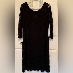 WHBM Black Lace Sheath Midi Dress size L